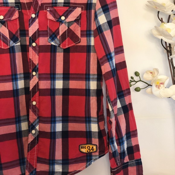 Aéropostale unisex cotton plaid shirt - Picture 2 of 6